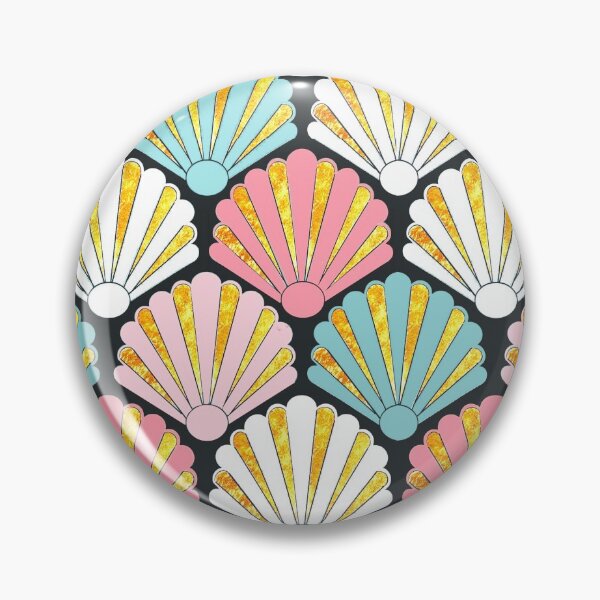 Item preview, seashell Coral , blush pink and mint seashell art deco pattern designed and sold by MagentaRose.