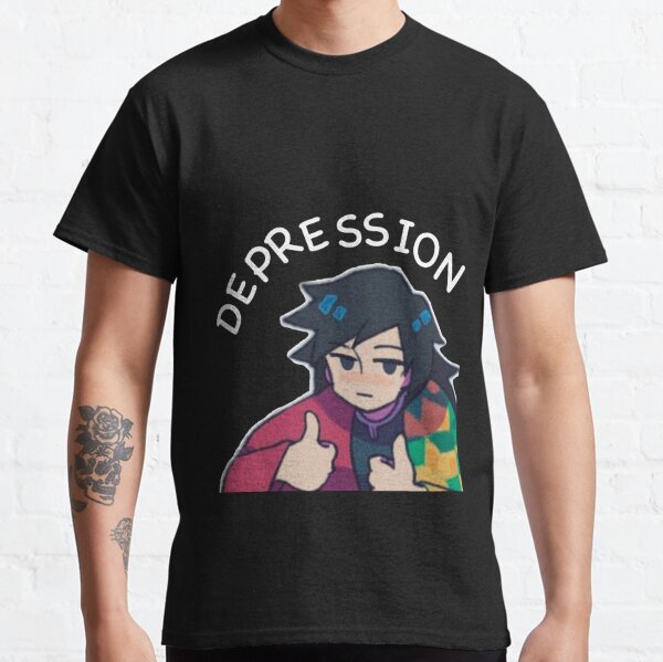Fight against depression black background Classic T-Shirt