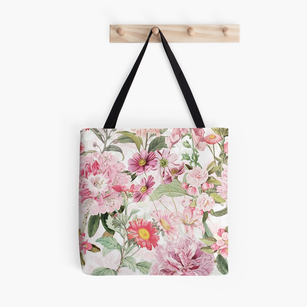 Flower Garden Vintage Tote Bag - Standard Shipping Included