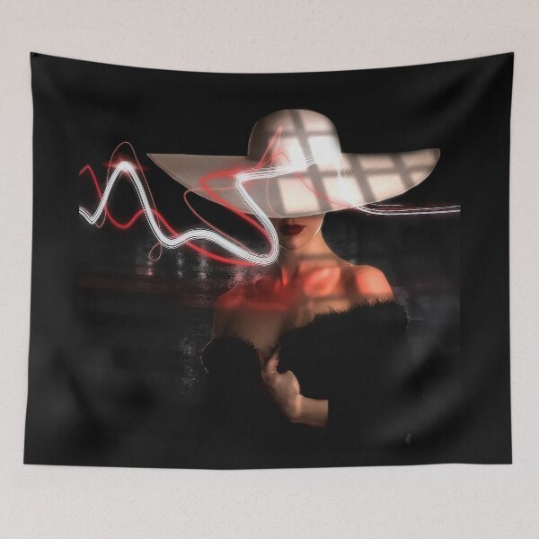 Item preview, Mysterious Lady Sue with a decorative hat and red lipstick designed and sold by harietteh.
