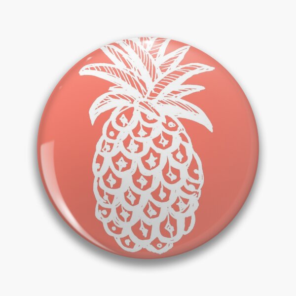 Item preview, pineapple coral, White Pineapple sketch on coral designed and sold by MagentaRose.