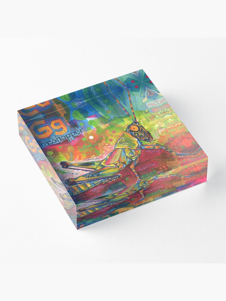 Thumbnail 3 of 5, Acrylic Block, G Is for Grasshopper - 2020 designed and sold by Gwenn Seemel.