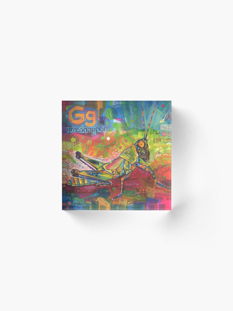 Thumbnail 2 of 5, Acrylic Block, G Is for Grasshopper - 2020 designed and sold by Gwenn Seemel.