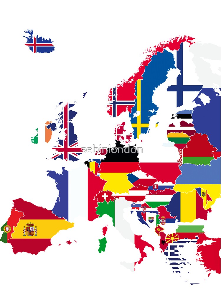 Kinder T-Shirt for Sale mit Europa Karte Flaggen von sebinlondon
