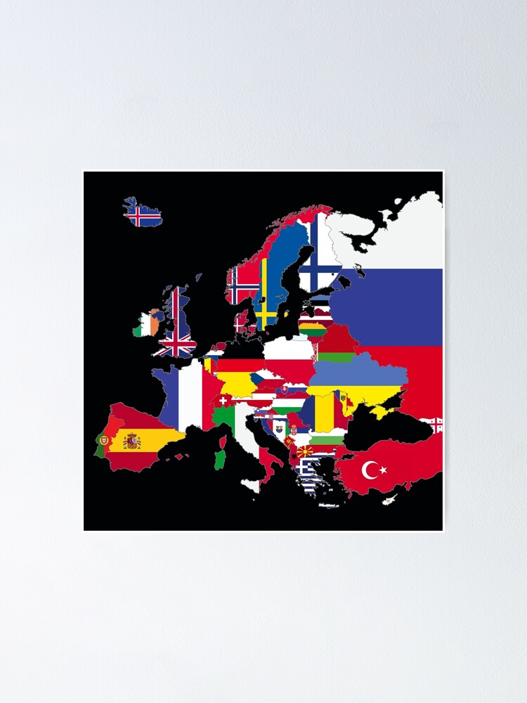Poster for Sale mit Europa-Flaggen schwarz von sebinlondon