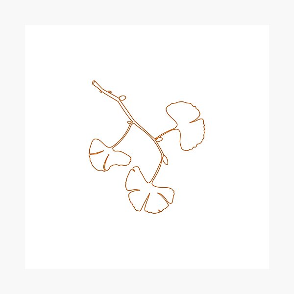 Item preview, Gold Brown Ginkgo Leaf Continuous Line Drawing (Large Design) designed and sold by somewhereartsy.