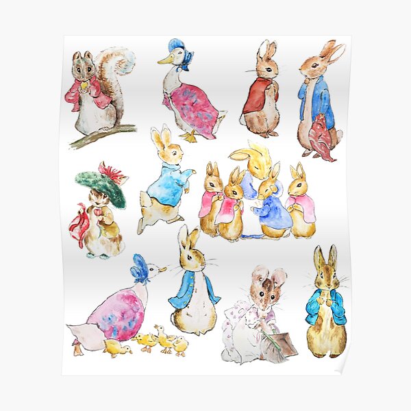 Contes de personnages de Peter Rabbit Beatrix Potter Poster