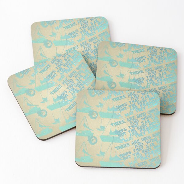 Item preview, Copy of Boats pattern and Quote in yellow and teal designed and sold by WatersEdgeGal.