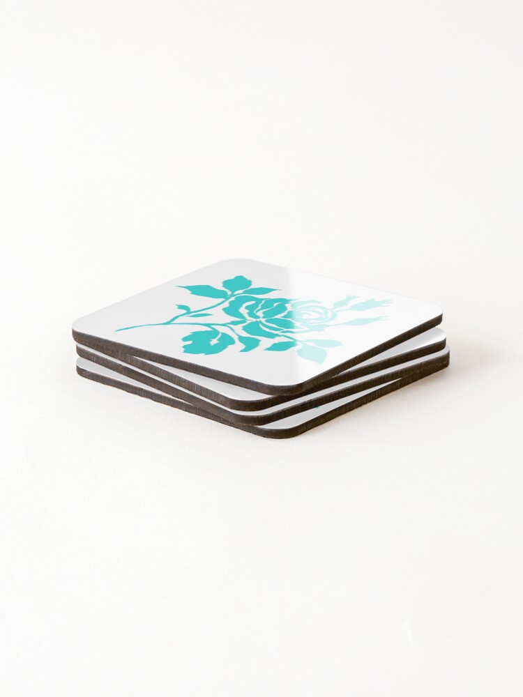 Thumbnail 4 of 5, Coasters (Set of 4), Turquoise Roses designed and sold by PageDesigns.