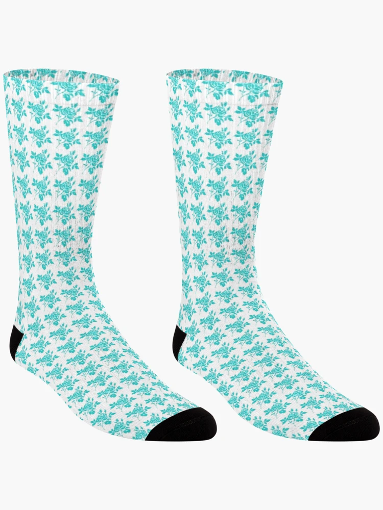 Thumbnail 3 of 5, Socks, Turquoise Roses designed and sold by PageDesigns.