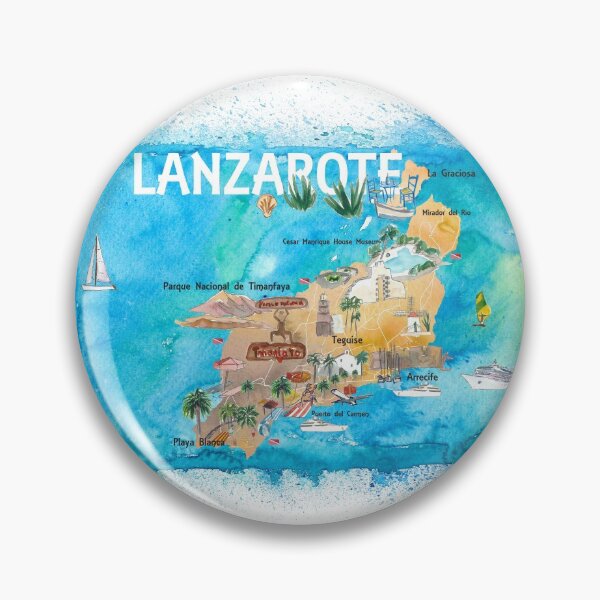 Item preview, Mapa ilustrado de Lanzarote Canarias España con puntos de referencia y destacados designed and sold by artshop77.
