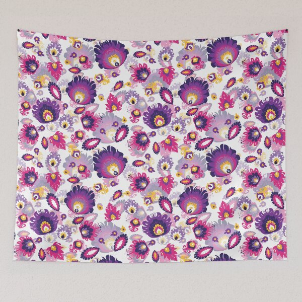 Item preview, Beautiful purple folk flowers pattern designed and sold by FK-UK.