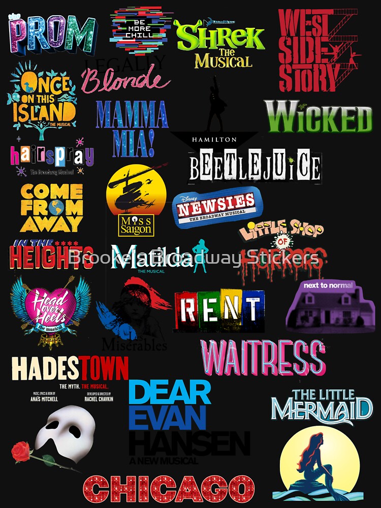 Musical Theater Sticker Shirt Inspired by Broadway Shows Essential T-Shirt  for Sale by Brooke (bwaybyth)