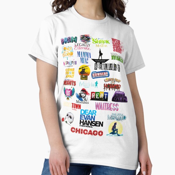 Item preview, Musical Theater Sticker Shirt Inspired by Broadway Shows designed and sold by Brooke’s Broadway Stickers.