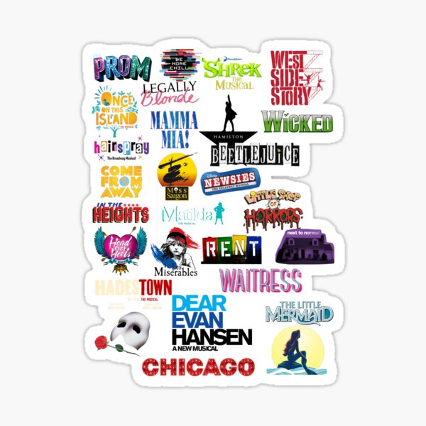 Item preview, Musical Theater Sticker Shirt Inspired by Broadway Shows designed and sold by Brooke’s Broadway Stickers.