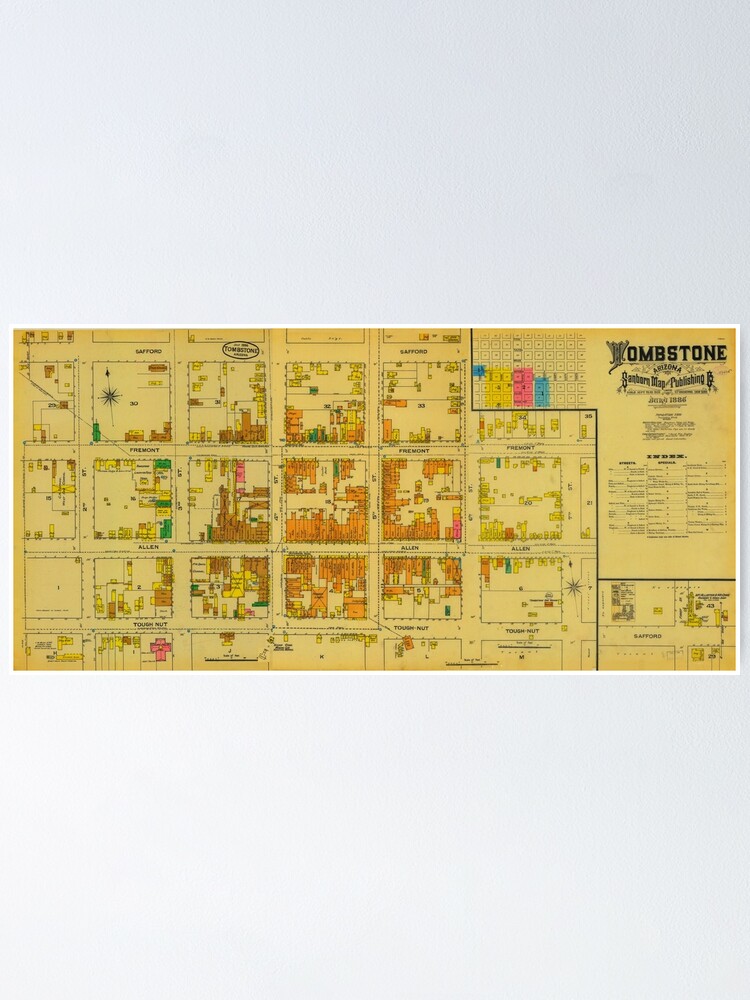 "Map of Tombstone Arizona 1886" Poster by GarnetLeslie | Redbubble