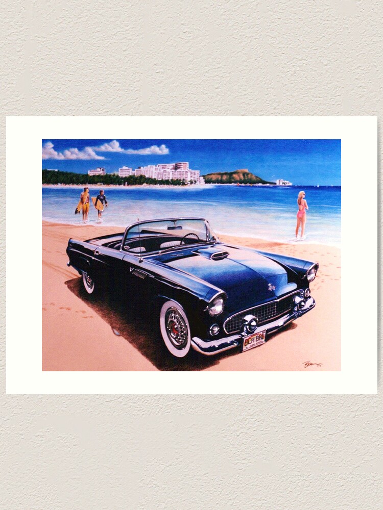 1955 Ford Thunderbird Vintage Car Poster Canvas Print Art Home Decor Wall Art
