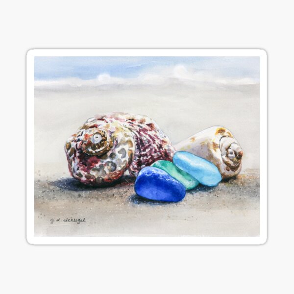 Seashells and Sea Glass on the Beach Sticker