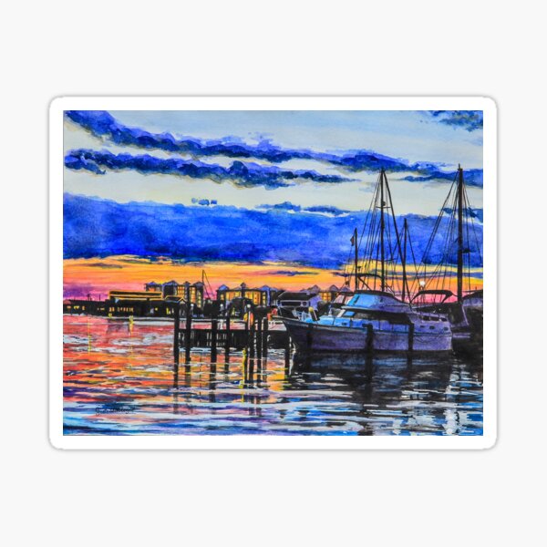 Sunset on the Marina Sticker