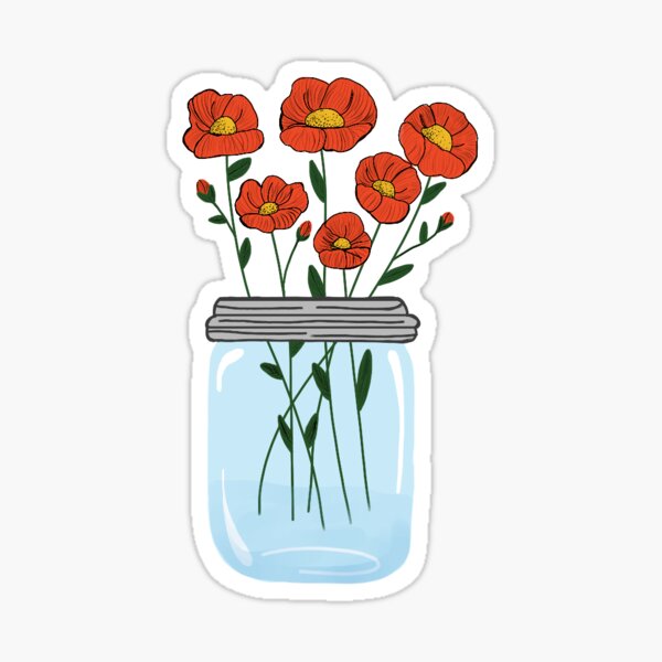 Mason Jar With Flowers Stickers Redbubble