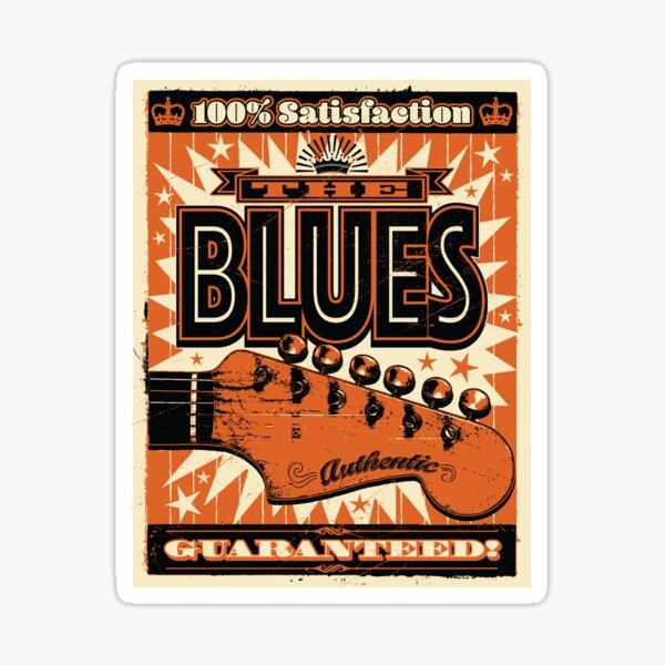 Bold Retro Style Blues Poster Sticker For Sale By Wickedpretty Redbubble