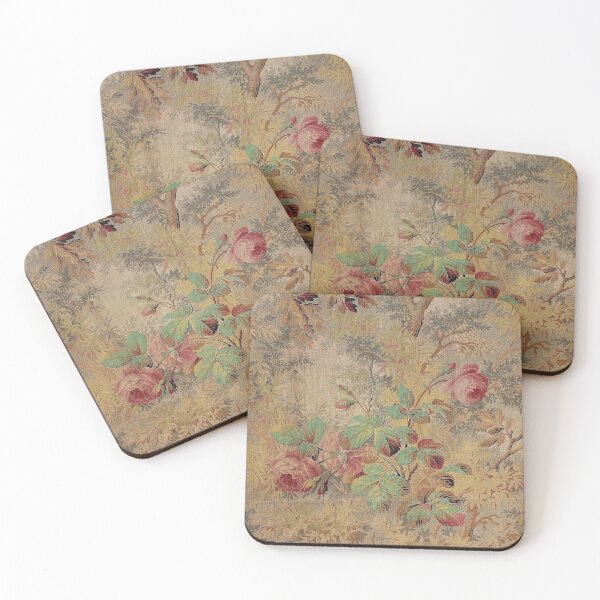 Antique Rose Floral Coasters (Set of 4)