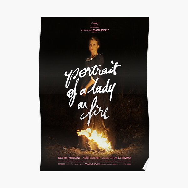 Porträt einer Dame in Flammen - Textplakat Poster
