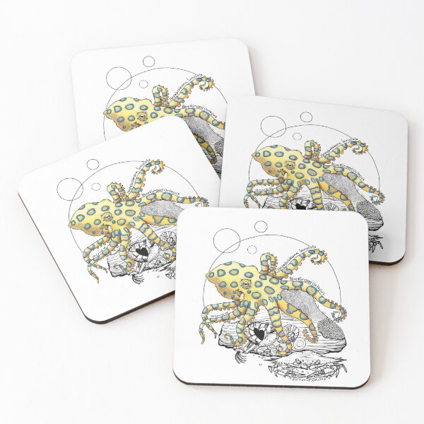 Item preview, Greater Blue Ringed Octopus Doodle-white designed and sold by mernstw.