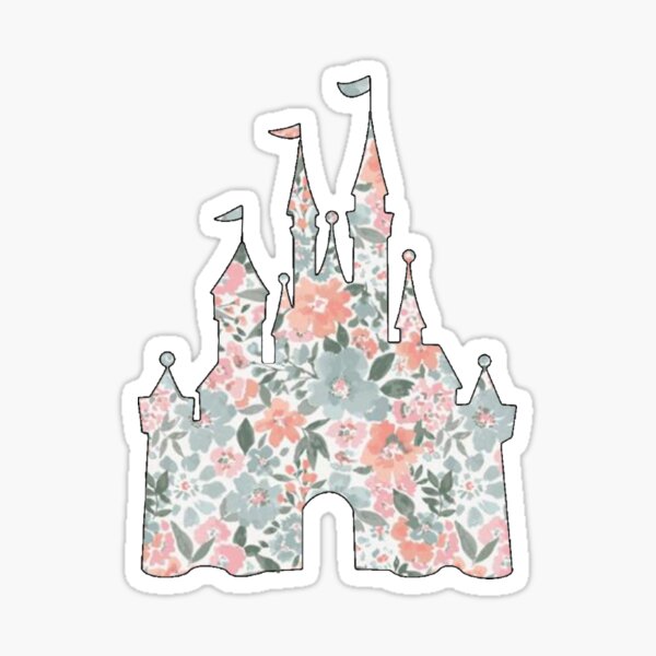 Pink Blue Floral Castle Sticker