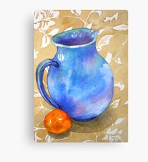 Water colour Still Life painting, Blue Jug Metal Print