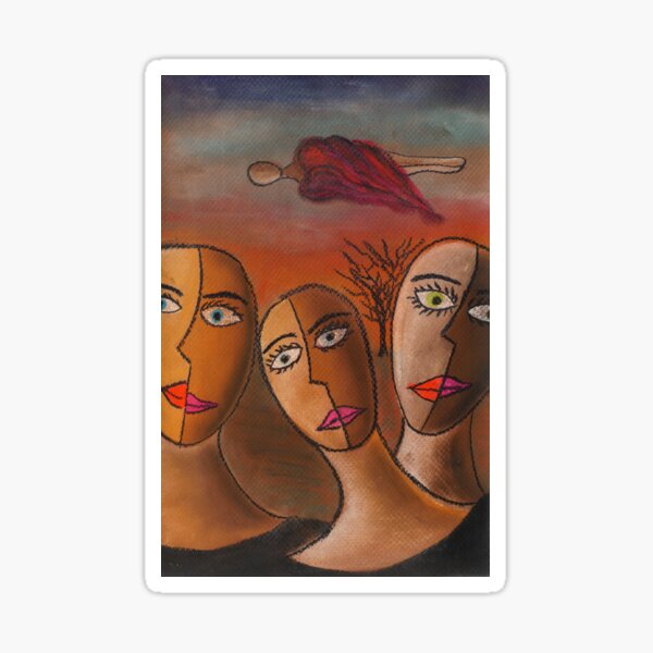 Three Sisters Dream | Pastel on Paper | Anything Box Peace Era Study for a Single Sticker