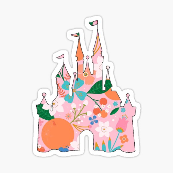 Pink Orange Blossoms Castle Sticker