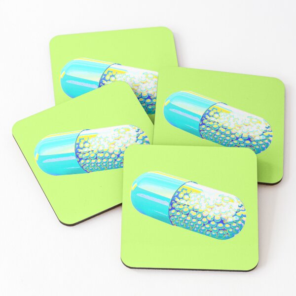 Item preview, Blue Holographic Capsule On Chartreuse background  designed and sold by dinaaaaaah.