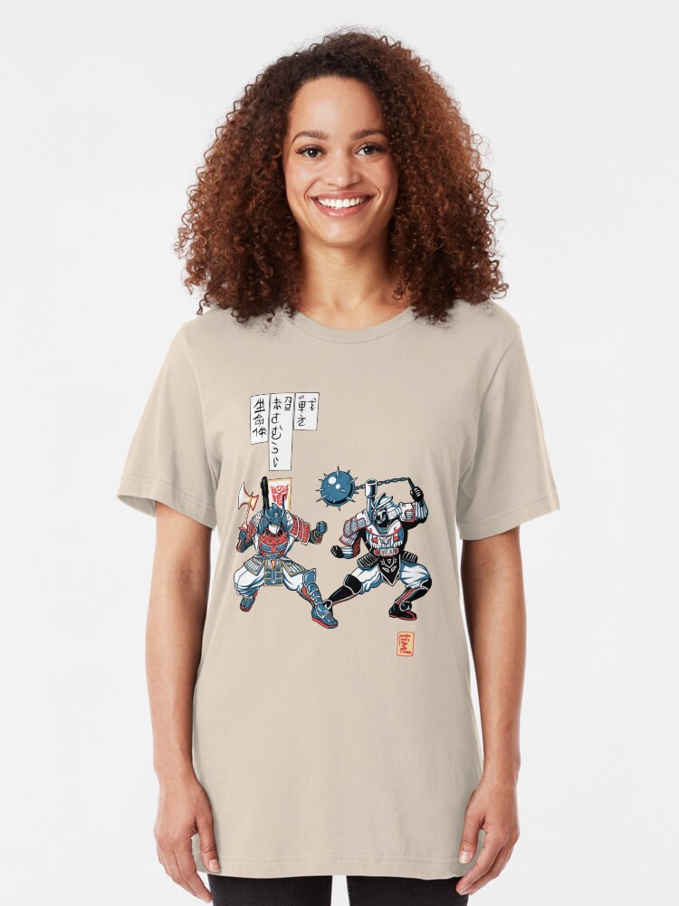 Alternate view of Tatakae Chou Samurai Seimeitai! Slim Fit T-Shirt