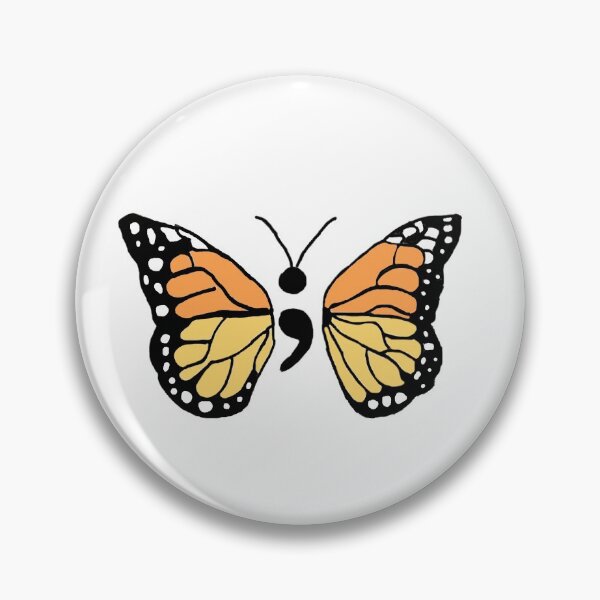 Semicolon Monarch Butterfly Pin