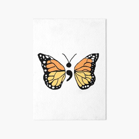 Semicolon Monarch Butterfly Art Board Print