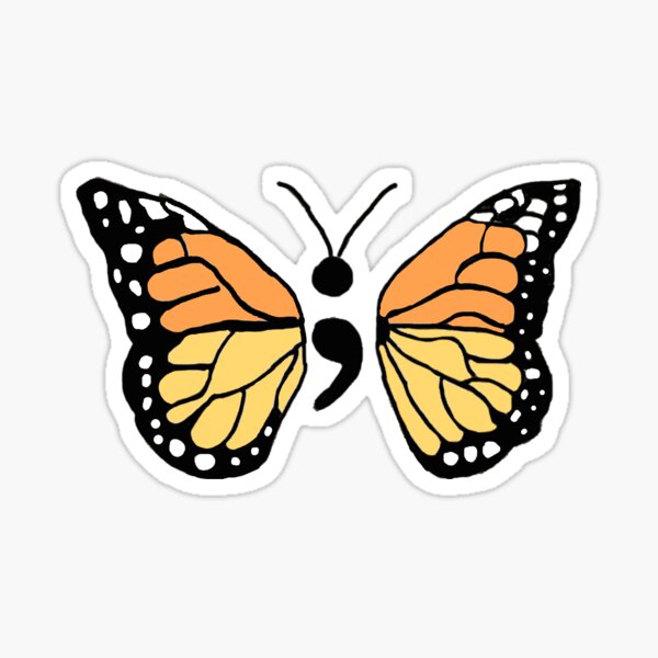 Semicolon Monarch Butterfly Sticker