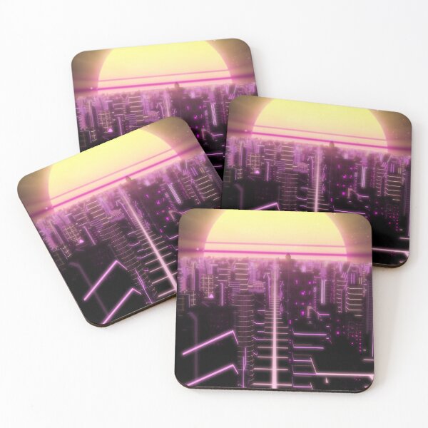 Item preview, Fly Through Neon City Outrun Synthwave Buildings with 80s Retro Sun designed and sold by IncrediVFX.