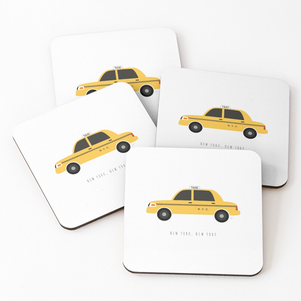 New York City, NYC Yellow Taxi Cab Coasters (Set of 4)