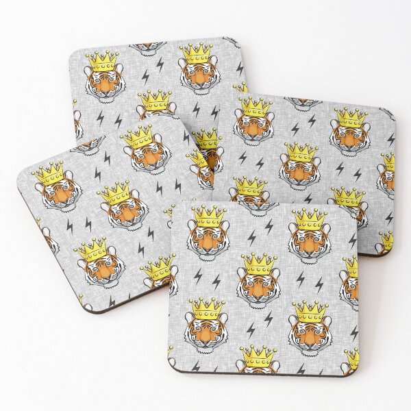 Item preview, Tiger With Crown - Lightning Bolts Gray designed and sold by littlearrow.
