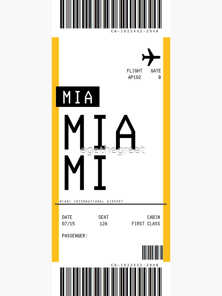 Thumbnail 3 of 3, Sticker, Miami Boarding Pass designed and sold by agethegreat.