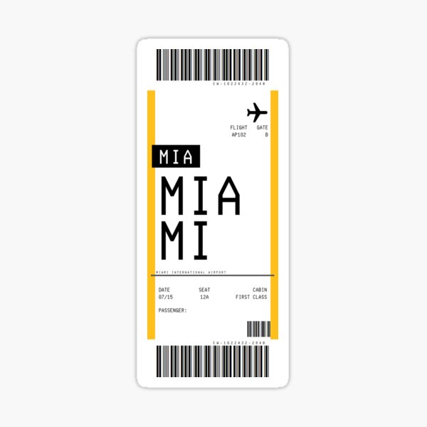 Miami Boarding Pass Sticker