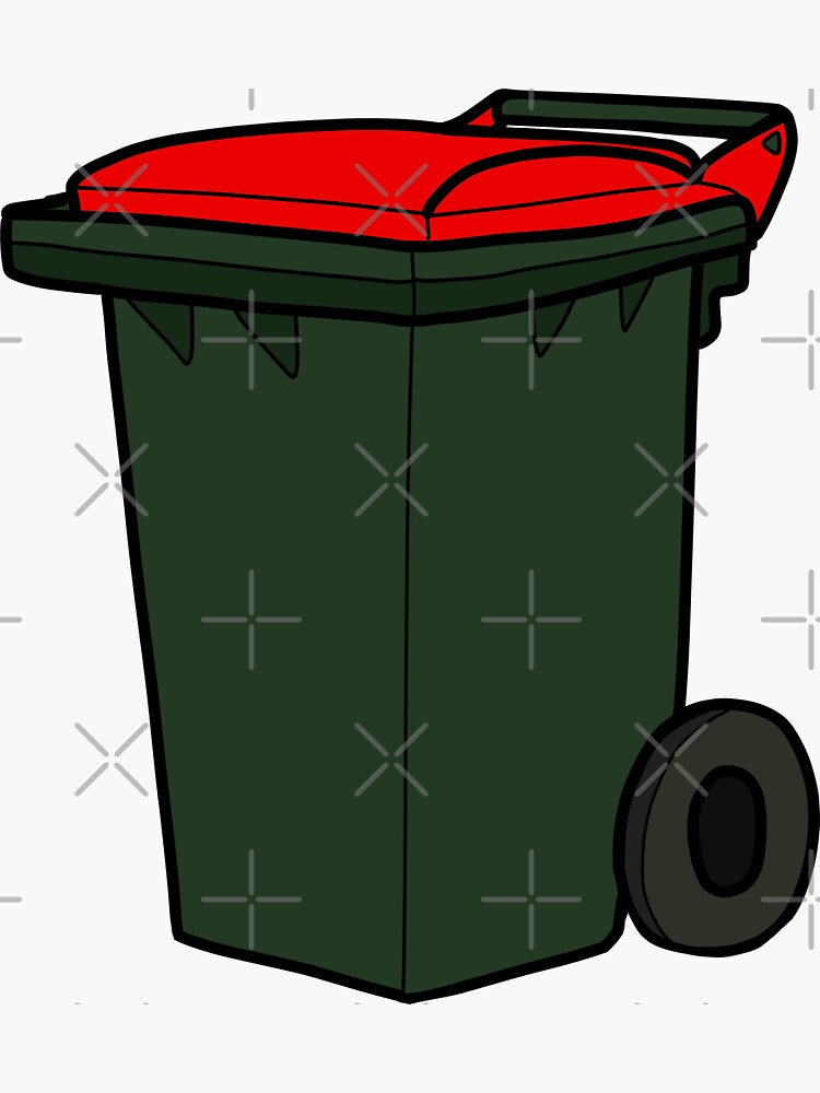 "Landfill Wheelie Bin Red Lid Illustration " Sticker for Sale by pbbrk