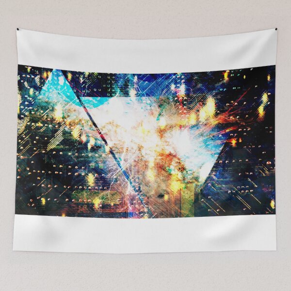 Item preview, Abstract Circuit Board with Falling Sparks and Triangles designed and sold by IncrediVFX.