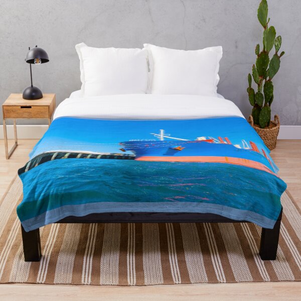 Item preview, Large blue and red ship in port. designed and sold by Brian Scantlebury.