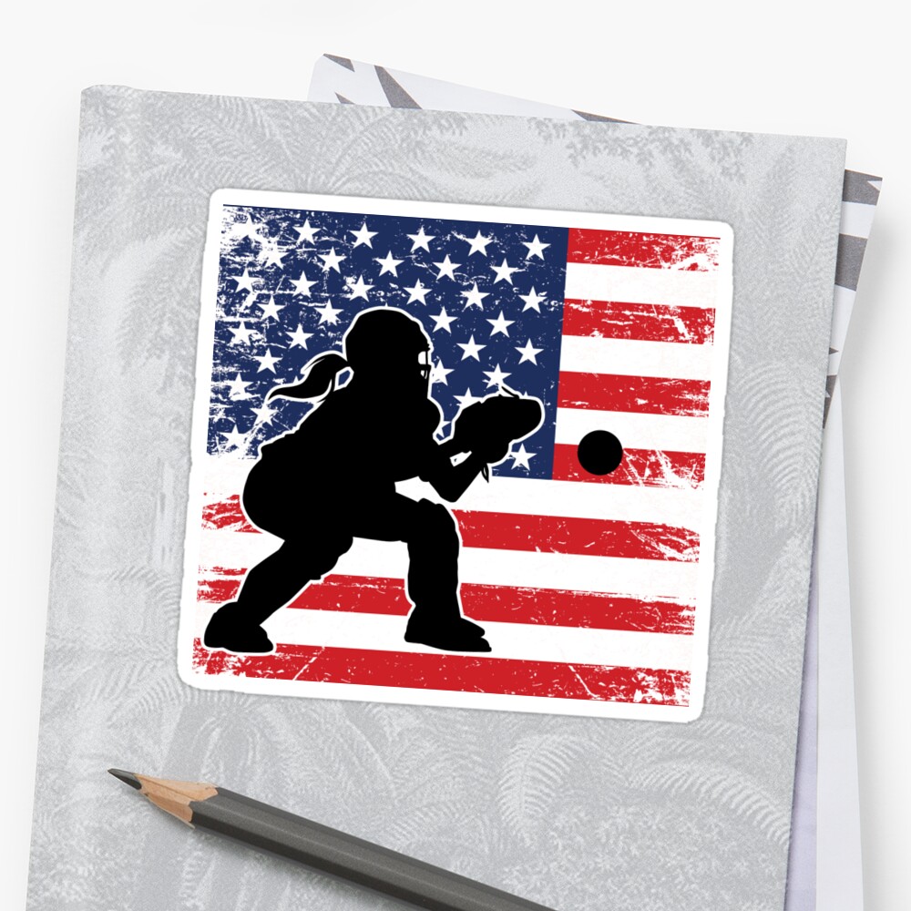 Ladies Softball Catchers Gear Stuff Usa Flag Player Mom T Graphic