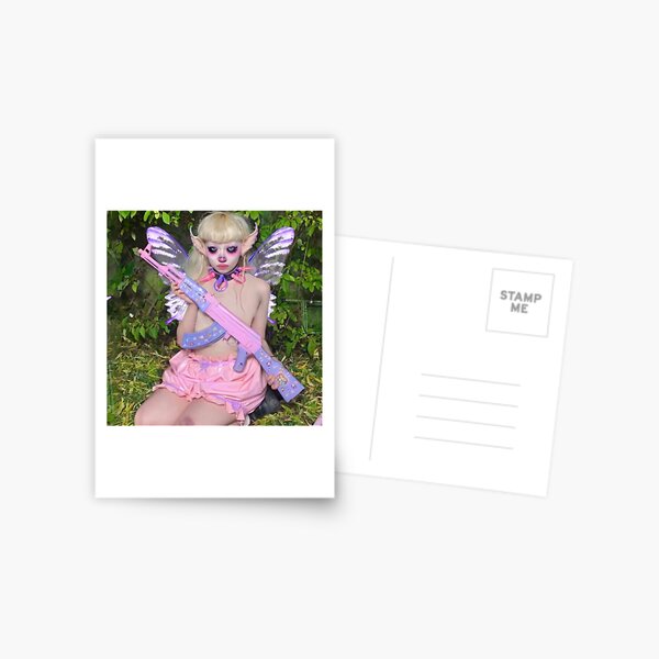 Jazmin Bean With Gun and Butterfly Wings Postcard