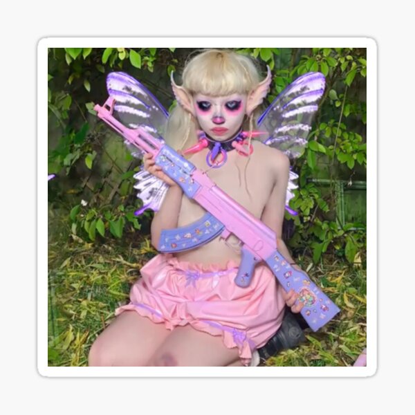 Jazmin Bean With Gun and Butterfly Wings Sticker