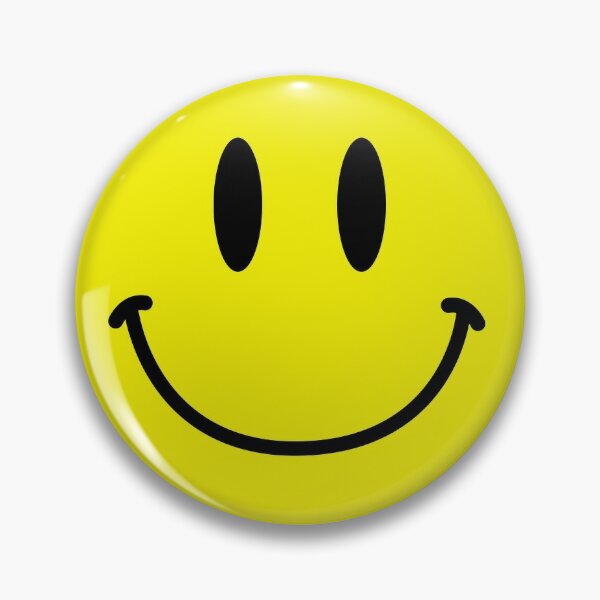 Pin Button Badge Ø38mm Smiley Face Jaune Yellow Smile Sourire Emoticon