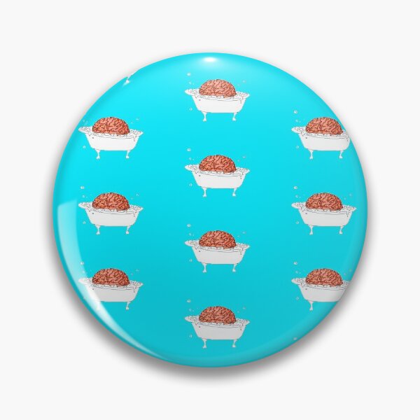 Item preview, Brain in a Tub - Bubble Bath - pattern - turquoise background designed and sold by Natasha Kolton.